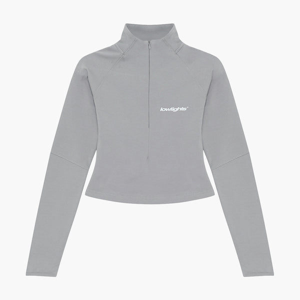 The North Face NSE Czarny t-shirt Women Basic Half Zip Longsleeve Light Grey