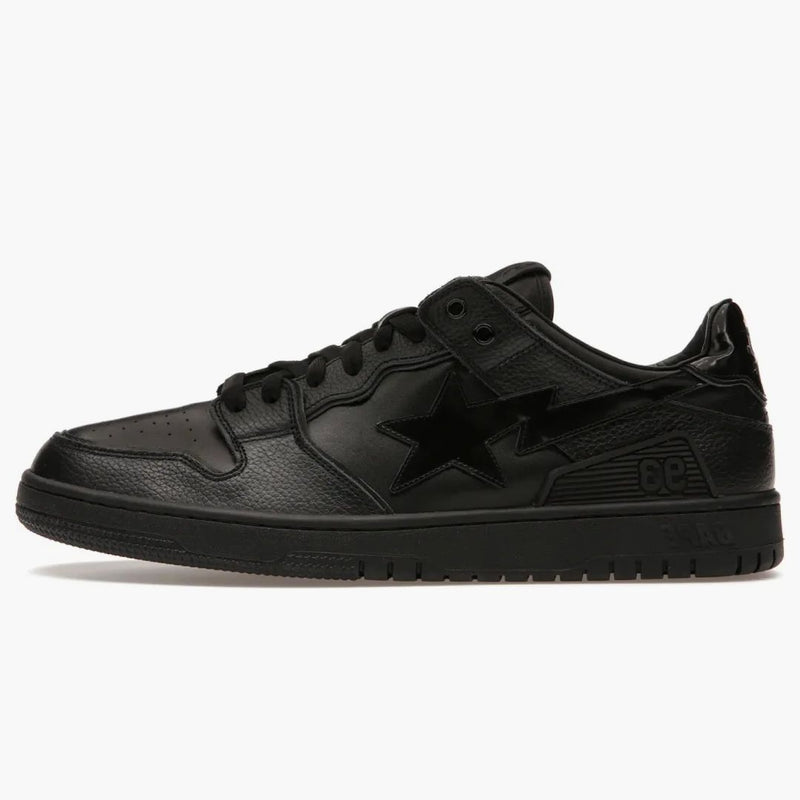 A Bathing Ape Bape Sk8 Sta Triple Black Patent Leather Sta Logo