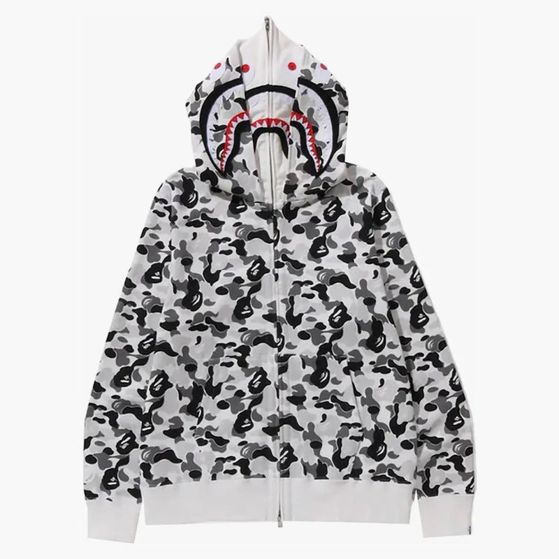 Bape Abc Camo Double Shark Full Zip Hoodie (fw23) Grey