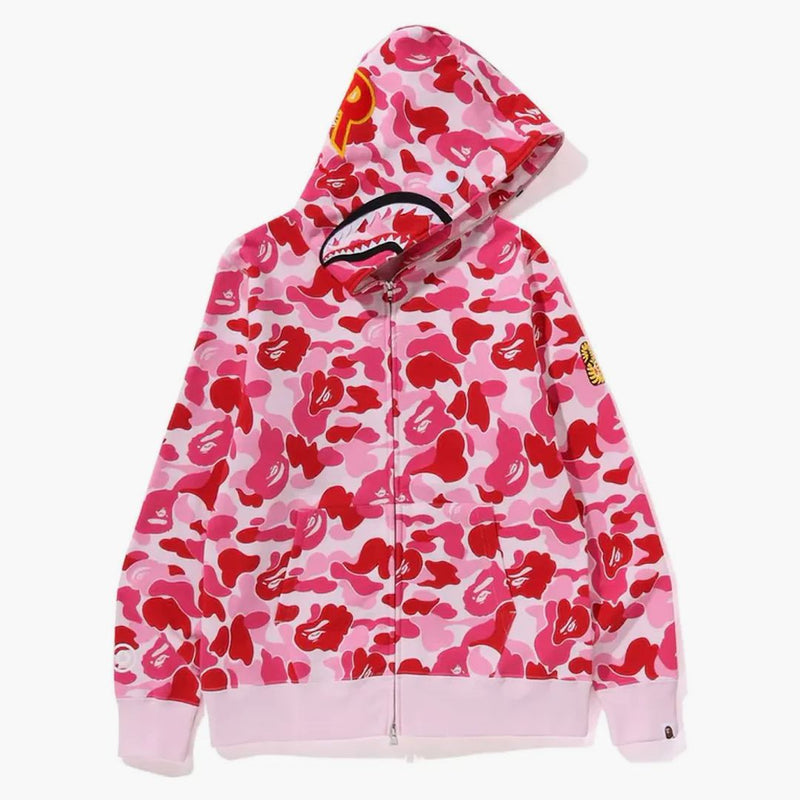 Bape Abc Camo Shark Ponr Full Zip Hoodie Pink