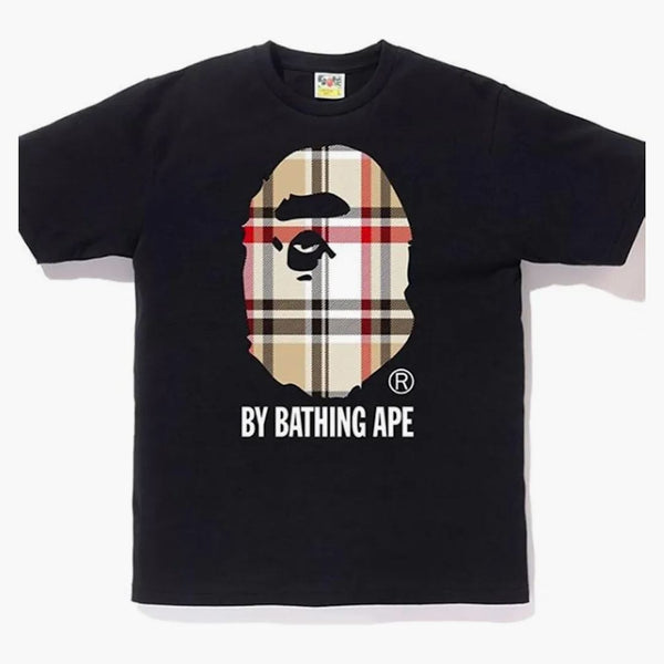 Bape A Bathing Ape Check By Bathing Tee Black/beige