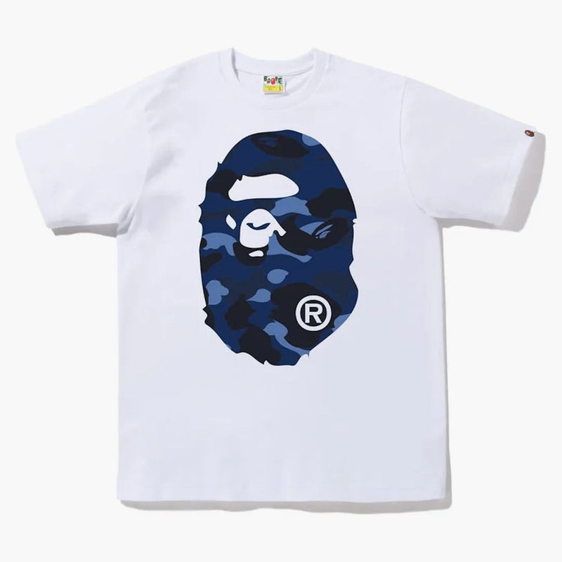 Bape Color Camo Big Ape Head Tee White Blue