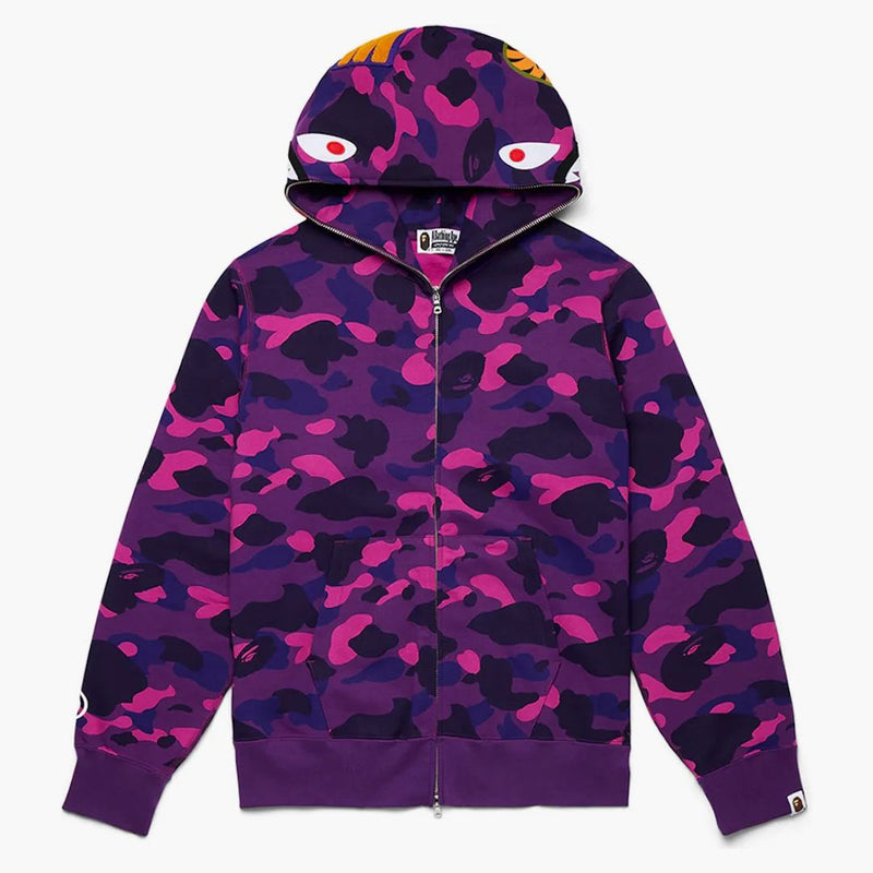 Bape Color Camo Shark Full Zip Hoodie Purple