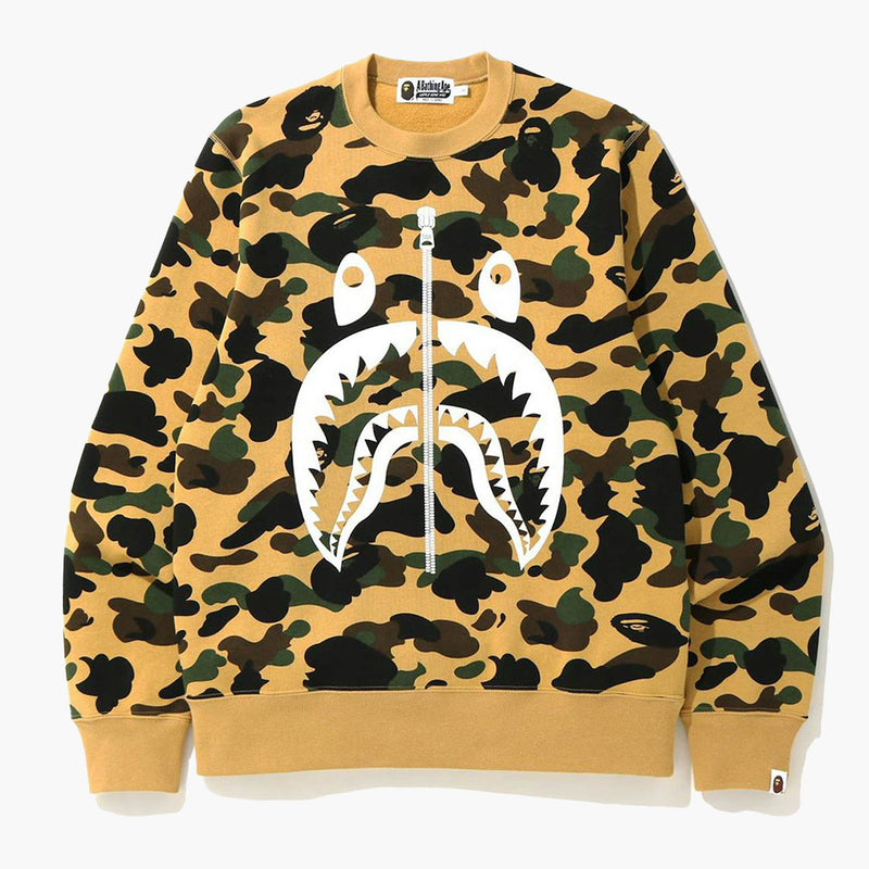 BAPE 1st Camo White Shark Crewneck