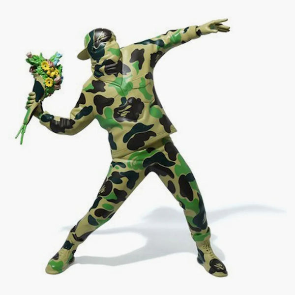 Bape X Banksy Brandalism Flower Bomber Sculpture Green