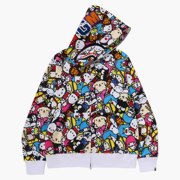 Bape X Sanrio Characters Baby Milo Shark Full Zip Hoodie Multicolor