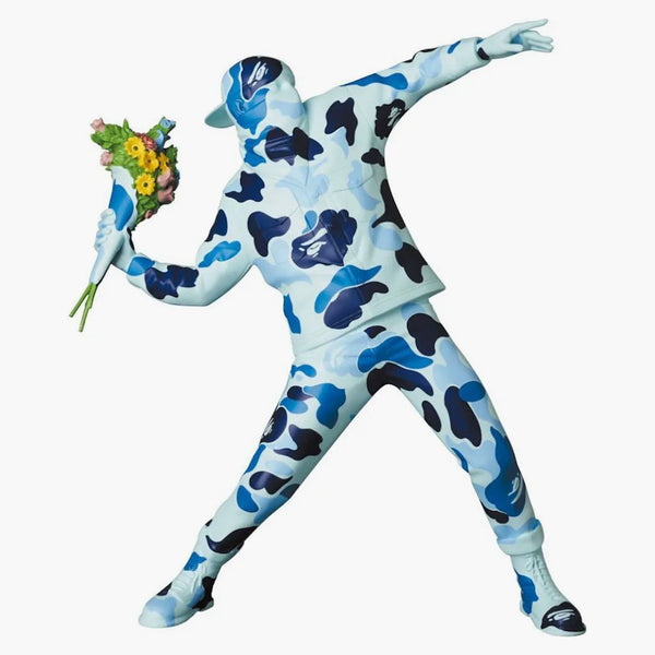 Banksy Brandalism X Bape Flower Bomber Figure Blue