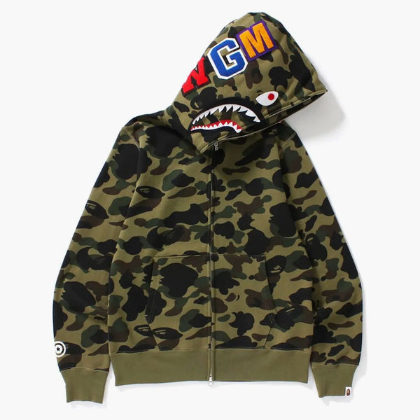 Bape 1st Camo Shark Full Zip Hoodie Green