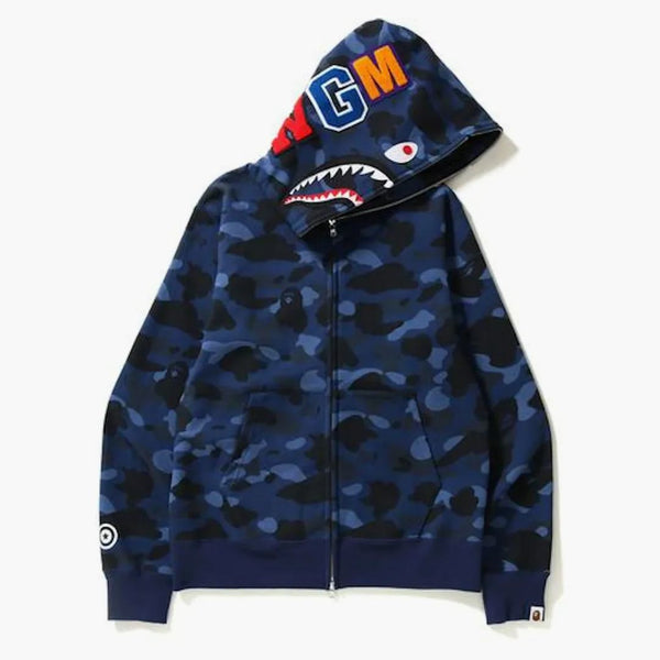 Bape Color Camo Shark Full Zip Hoodie Blue