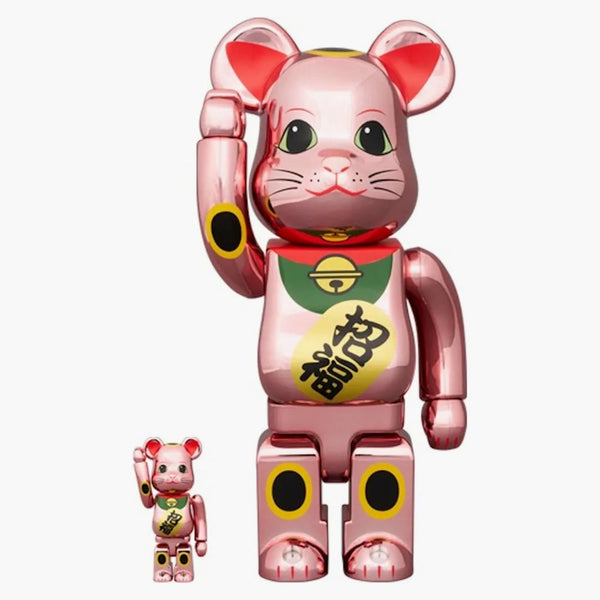 Bearbrick Lucky Cat 100% & 400% Set Pink Gold Plated