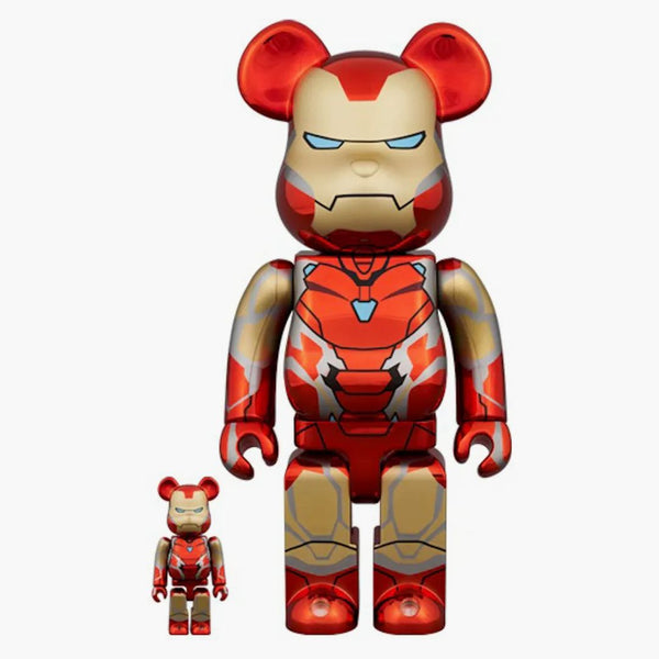 Bearbrick Marvel The Infinity Saga Iron Man Mark85 100% & 400% Set Chorme