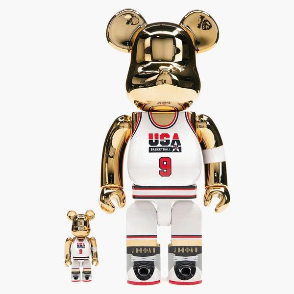 Bearbrick Michael Jordan 1992 Team Usa (dream Team) 100% & 400% Set Gold Chrome