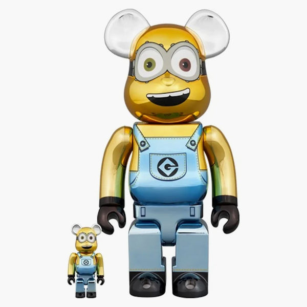 Bearbrick Minions Bob 100% & 400% Set Chrome