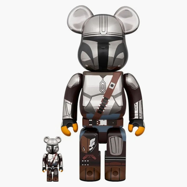 Bearbrick Star Wars The Mandalorian 100% & 400% Set Chrome