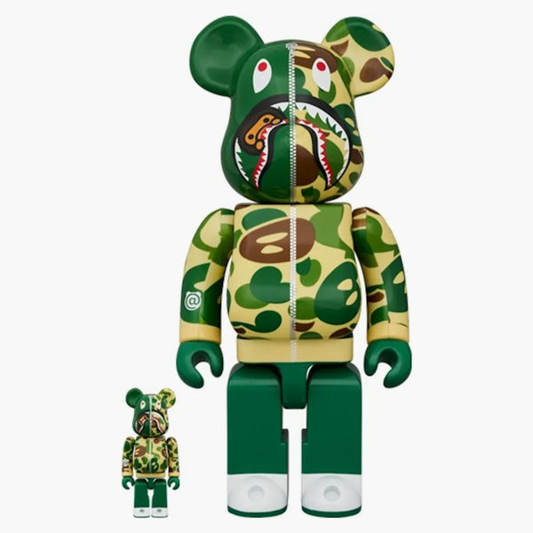 Bearbrick X Bape Baby Milo(r) Camo Shark 100% & 400% Set Green