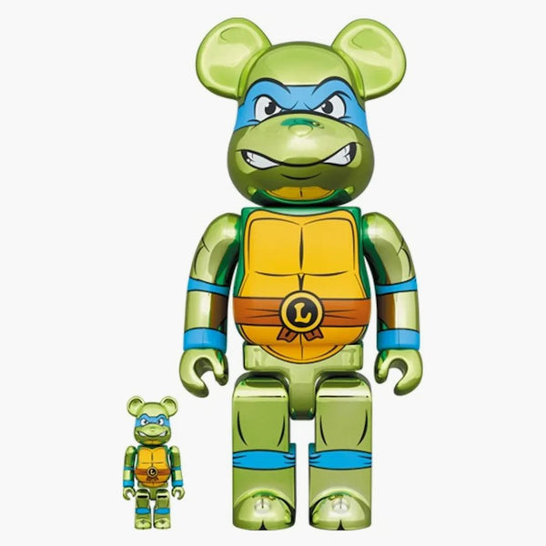 Bearbrick X Teenage Mutant Ninja Turtles Leonardo 100% & 400% Set Chrome Ver.