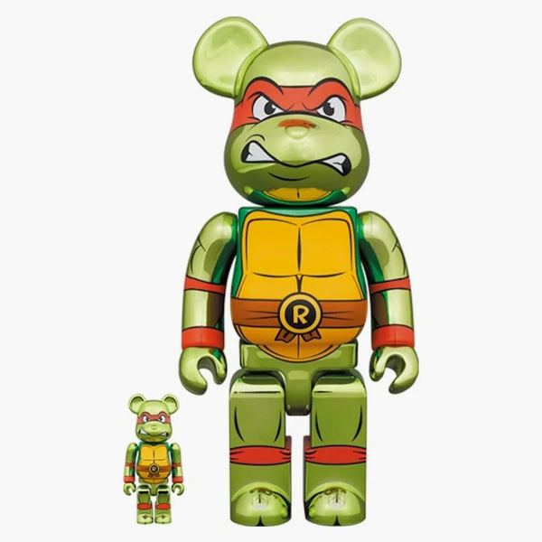 Bearbrick X Teenage Mutant Ninja Turtles Raphael Chrome 100% & 400% Set