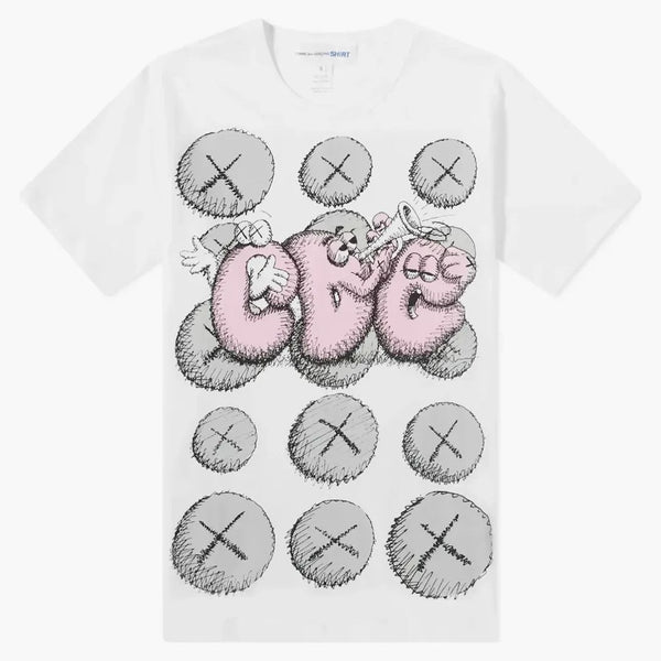 Cdg Shirt X Kaws T-shirt White/pink/grey