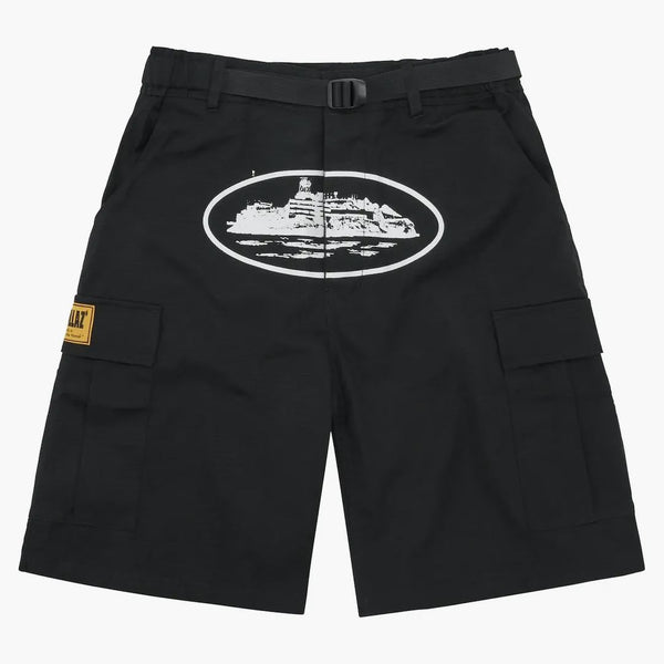 Corteiz Alcatraz Cargo Shorts Black