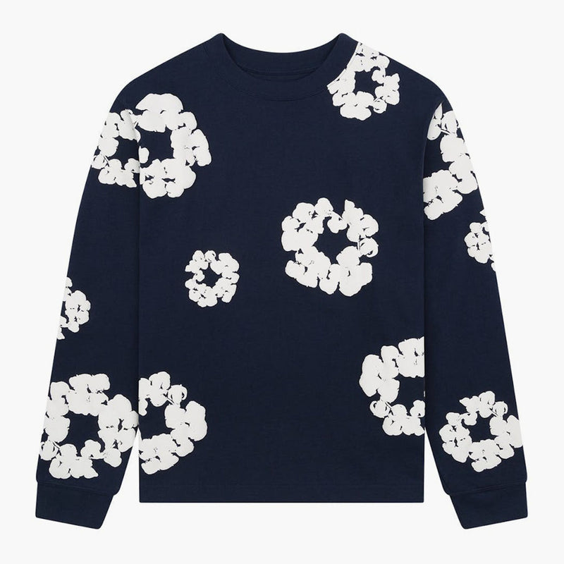 Denim Tears  Longsleeve Cotton Wreath T-shirt Navy