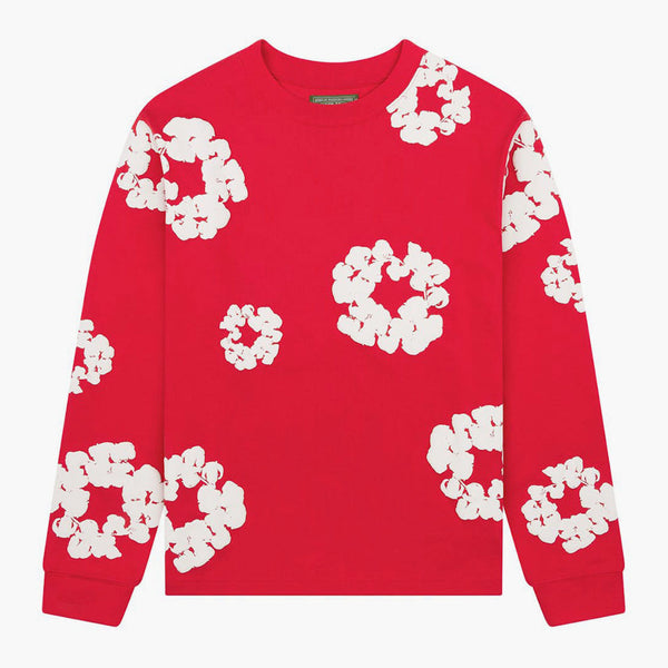 Denim Tears Longsleeve Cotton Wreath T-shirt Red