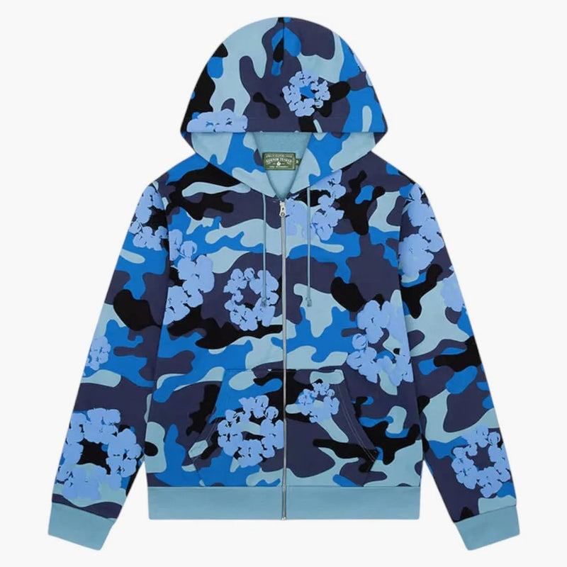 Denim Tears The Cotton Wreath Zip Sweatshirt Blue Camo