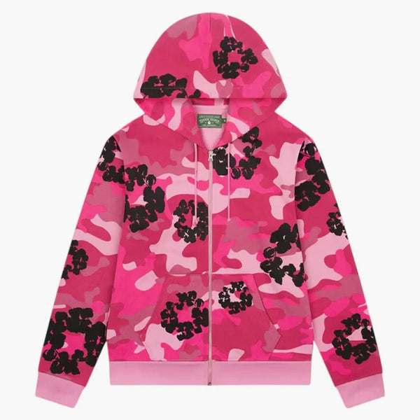 Denim Tears The Cotton Wreath Zip Sweatshirt Pink Camo