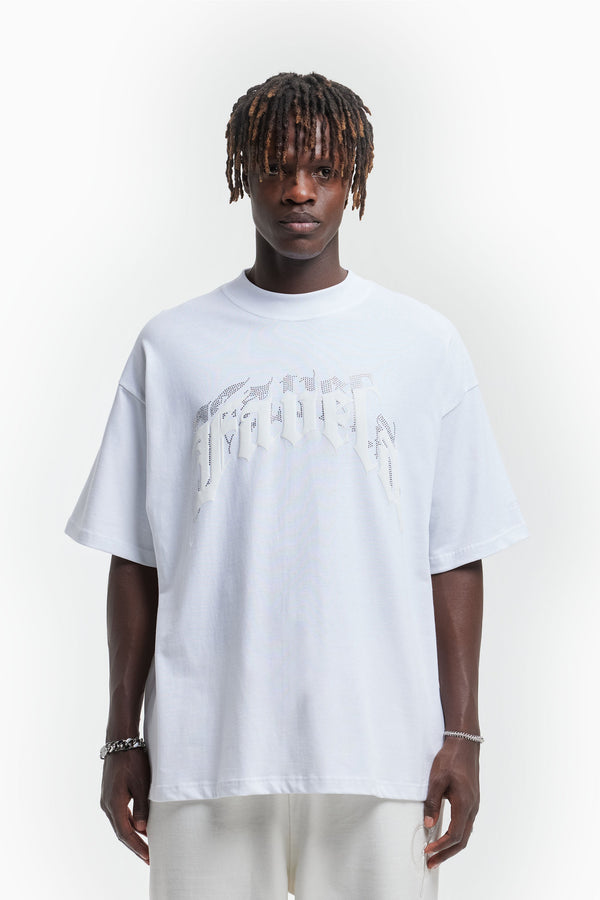 Favela Aves Rhinestone White T-Shirt