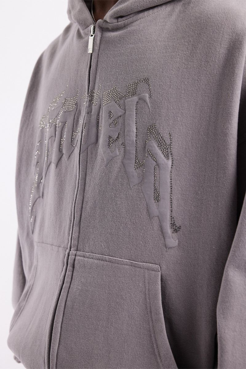 Favela Aves Rhinestone Gray Frontzip