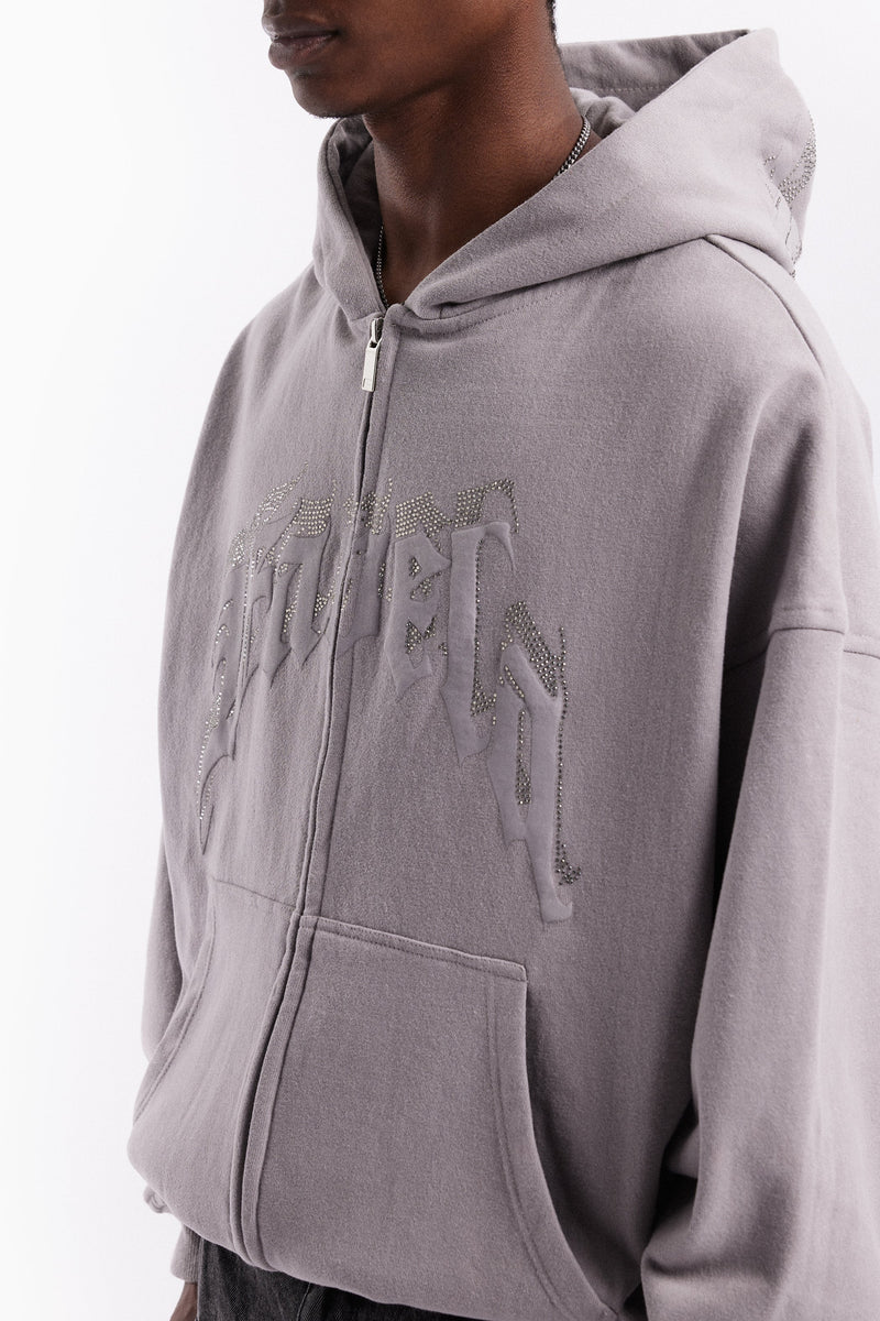 Favela Aves Rhinestone Gray Frontzip