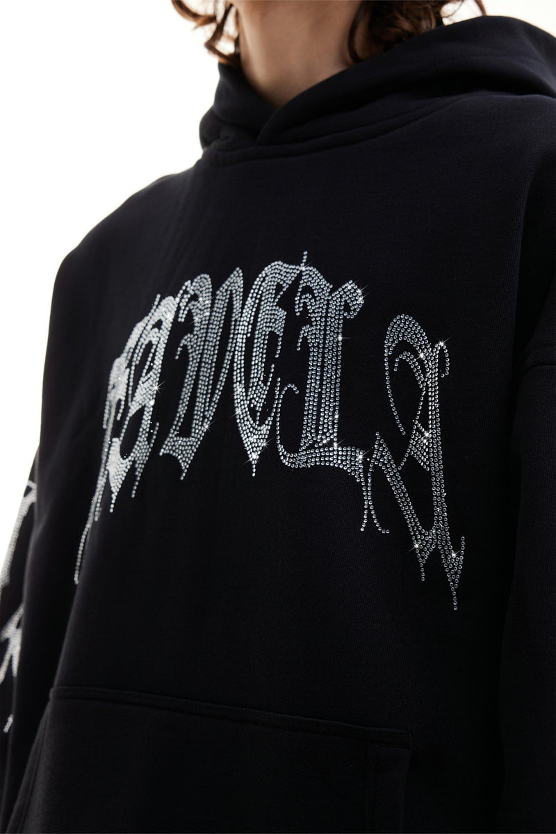 Favela Ribcage Rhinestone Hoodie Black