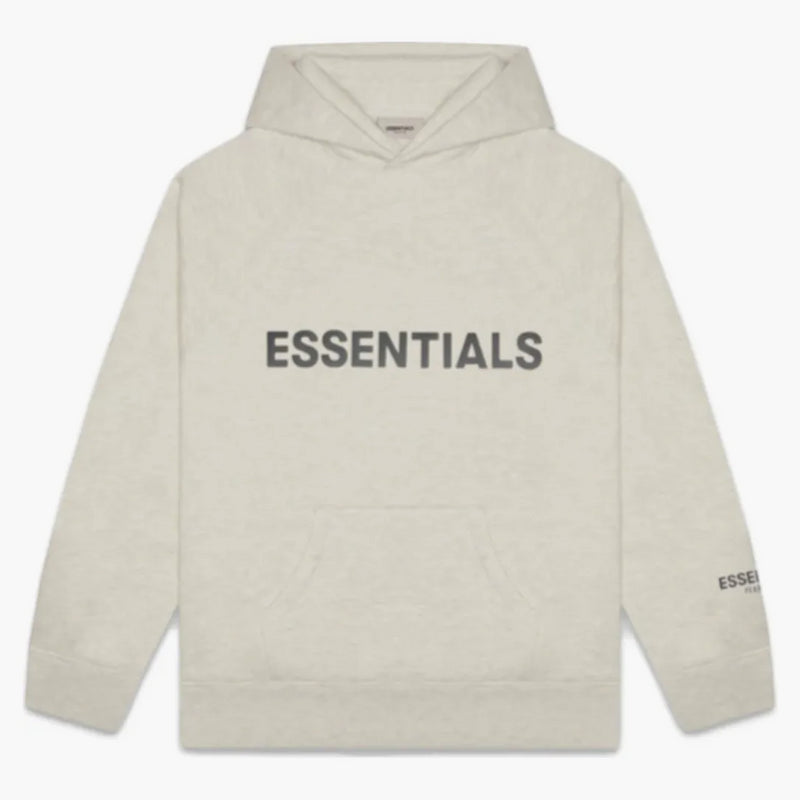 Fear Of God Essentials 3d Silicon Applique Pullover Hoodie Oatmeal Heather