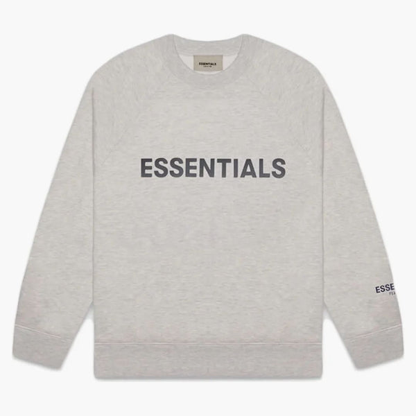 Fear Of God Essentials 3d Silicon Applique Crewneck Heather Oatmeal