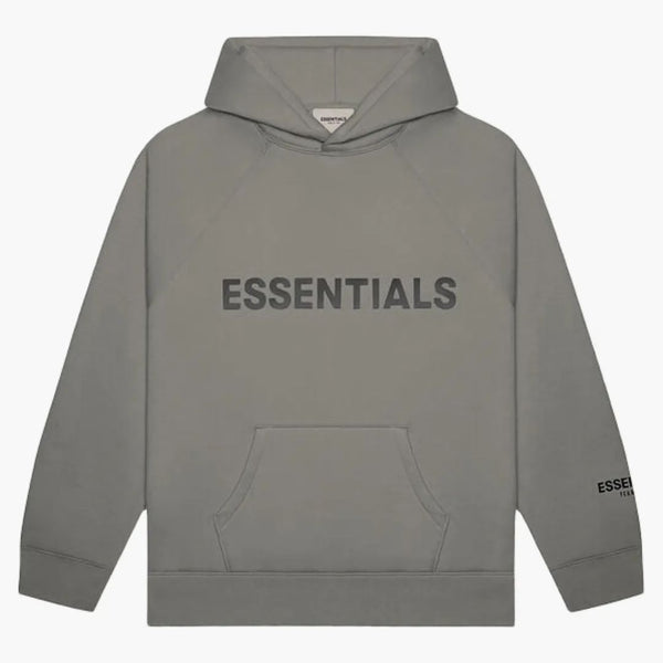 Fear Of God Essentials 3d Silicon Applique Pullover Hoodie Gray Flannel/charcoal