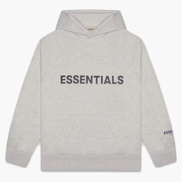 Fear Of God Essentials 3d Silicon Applique Pullover Hoodie Heather Oatmeal