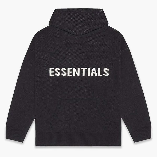 Fear Of God Essentials Knit Hoodie (fw20) Dark Slate/stretch Limo/black