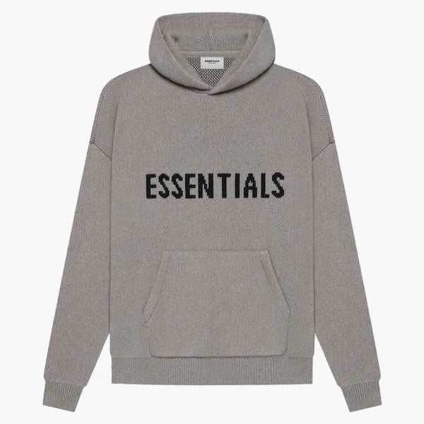 Fear Of God Essentials Knit Pullover Hoodie (ss21) Dark Heather Oatmeal