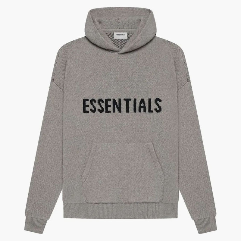 Fear Of God Essentials Knit Pullover Hoodie (ss21) Dark Heather Oatmeal