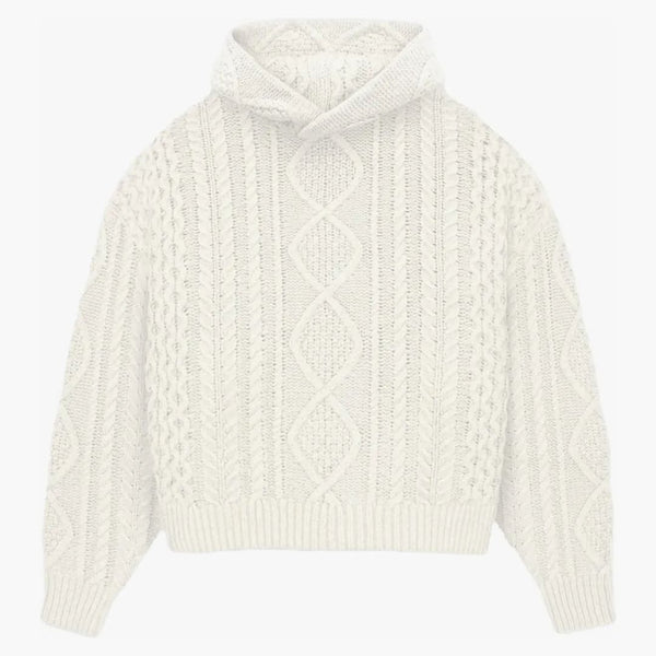 Fear Of God Essentials Cable Knit Hoodie Cloud Dancer