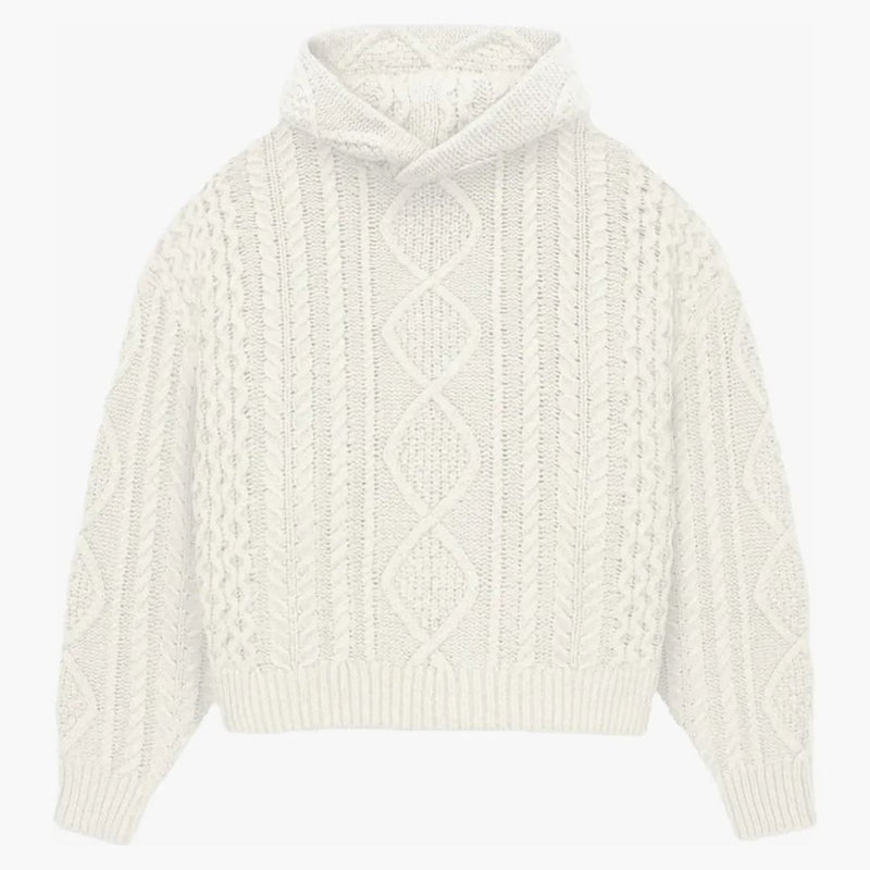 Fear Of God Essentials Cable Knit Hoodie Cloud Dancer