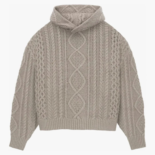 Fear Of God Essentials Cable Knit Hoodie Core Heather