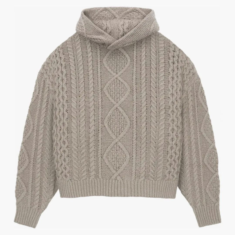 Fear Of God Essentials Cable Knit Hoodie Core Heather