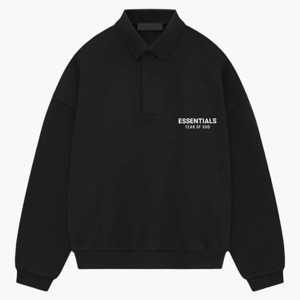 Fear Of God Essentials Fleece Polo (fw24) Black