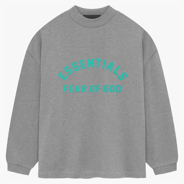 Fear Of God Essentials Heavy Jersey L/s Tee Dark Heather Oatmeal