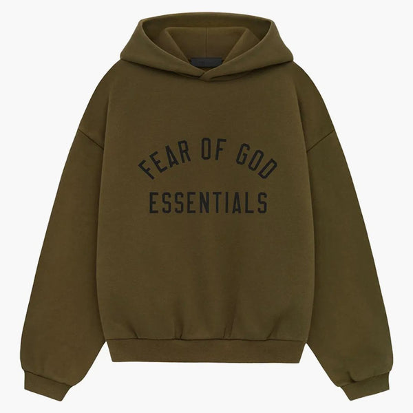 Fear Of God Essentials Kids Fleece Hoodie Olive