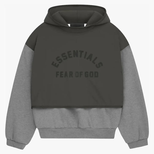 Fear Of God Essentials Nylon Fleece Hooded Sweater Dark Heather Oatmeal/ink