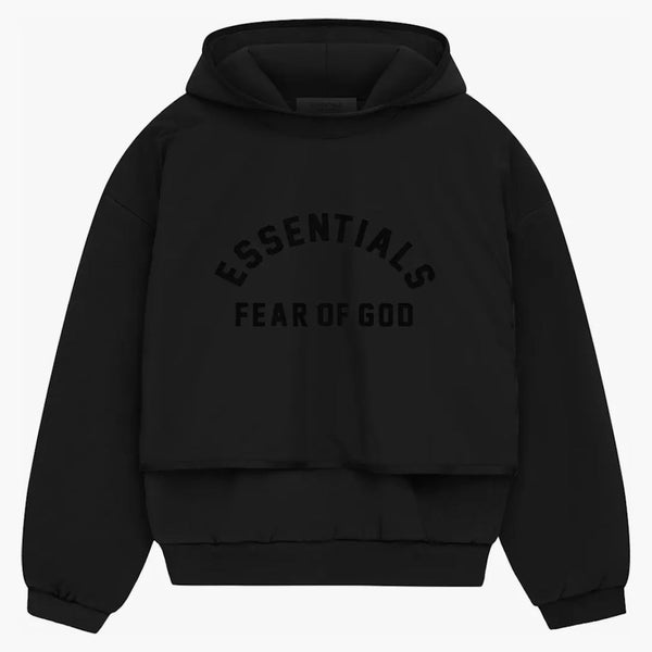 Fear Of God Essentials Nylon Fleece Hooded Sweater Jet Black/jet Black