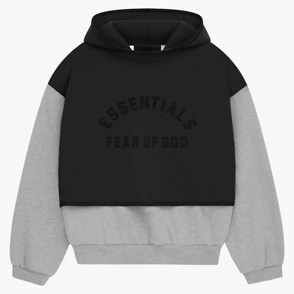 Fear Of God Essentials Nylon Fleece Hooded Sweater Light Heather Grey/jet Black