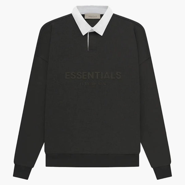 Fear Of God Essentials Waffle Henley Rugby Off Black