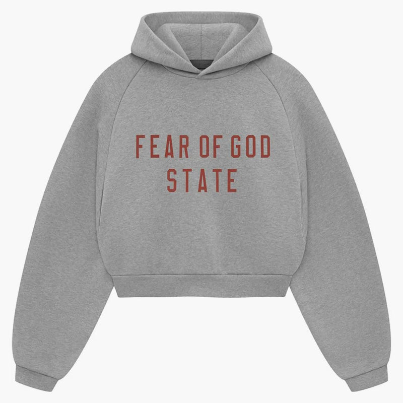 Fear Of God Essentials Womens Fleece Cropped Hoodie Dark Heather